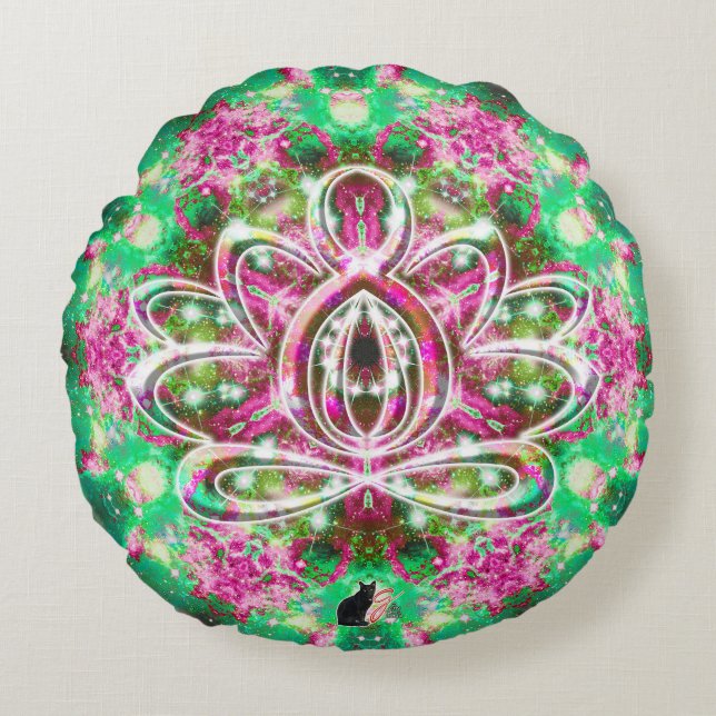 Luminous Zen Lotus Round Pillow Rund Kudde (Framsidan)