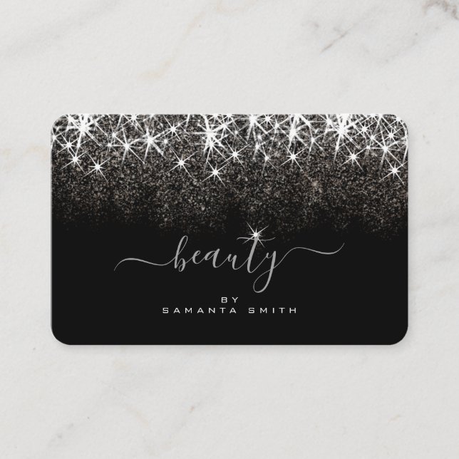 Luminum Platinum Silver Glitter Elegant Beauty Visitkort (Framsida)
