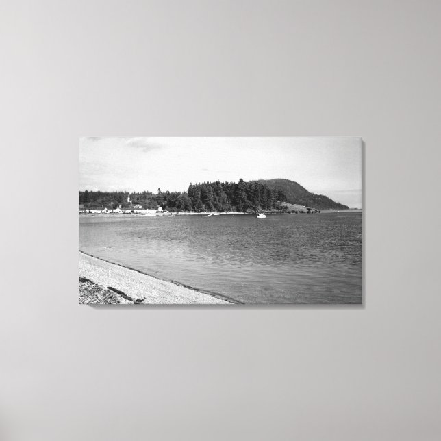 Lummi Island, WA - View of Lago Bay Photograph Canvastryck (Framsida)