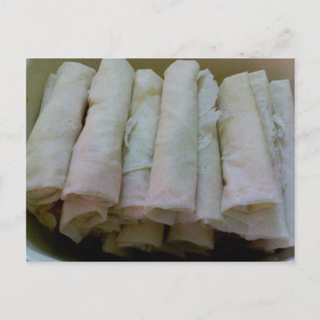 Lumpia - filippinsk mat vykort (Framsida)