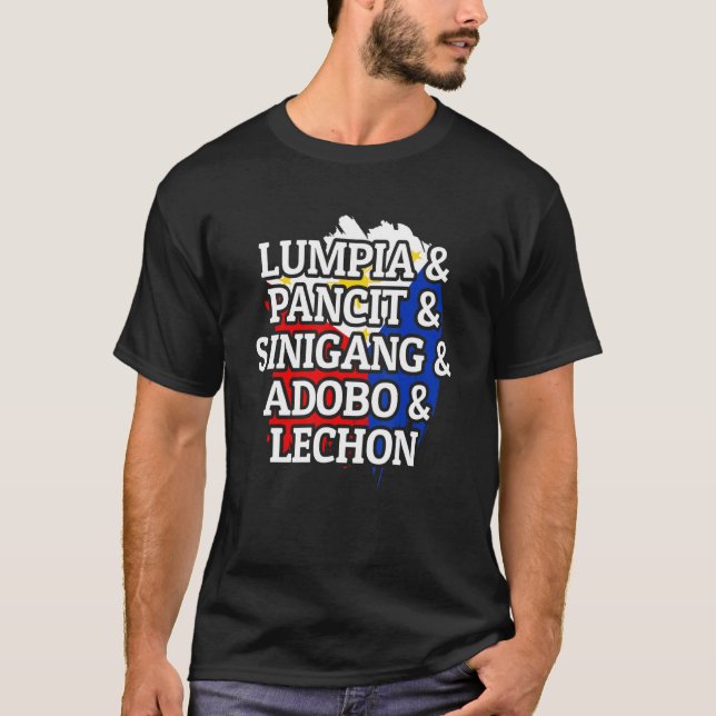 Lumpia Pancit Sinigang Adobo Lechon Filippinerna F T Shirt (Framsida)