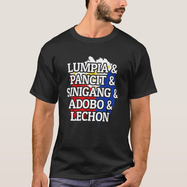 Lumpia Pancit Sinigang Adobo Lechon Filippinerna F T Shirt (Framsida)