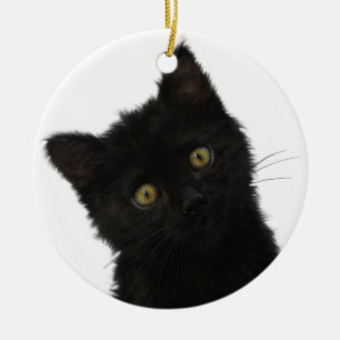 Luna Bella svart kattunge Julgransprydnad Keramik