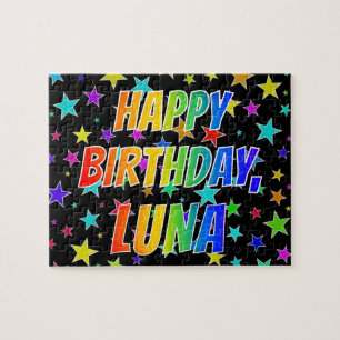 "LUNA" Första Namn, Roligten "GRATTIS PÅ FÖDELSEDA Pussel