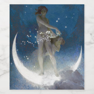 Luna Goddess mördare i Nattens Scattering Stars Vinflaska Etikett