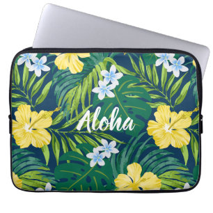 Luna Hibiscus Garden Hawaiian - Gult och flotta Laptop Fodral