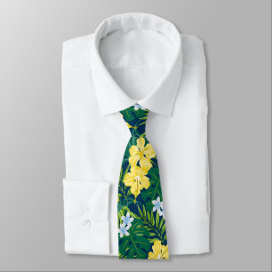 Luna Hibiscus Garden Hawaiian - Gult och flotta Slips