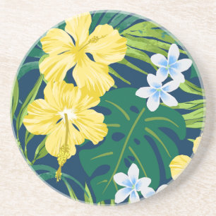 Luna Hibiscus Garden Hawaiian - Gult och flotta Underlägg