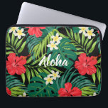 Luna Hibiscus Garden Hawaiian - Red and Black Laptop Fodral<br><div class="desc">Röd, Evergreen, Lime, Gult och Black Colorway. Hibiscus och plumeria-blommor dansar i ett sammanhang av monstera och handflatan löv. Dessa blommor används ofta i kläder för aluskjorta och muu som skapar en design som påminner om hawaiska avtryck från 50- och 60-talen. Anpassa ord-behållan Aloha eller användan till ditt eget namn....</div>
