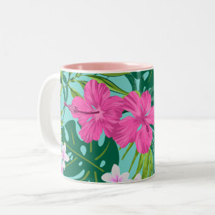 Luna Hibiscus Garden Hawaiian - Rosa och Turq Två-Tonad Mugg