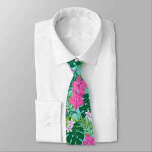 Luna Hibiscus Garden Hawaiian - Turkos och Rosa Slips