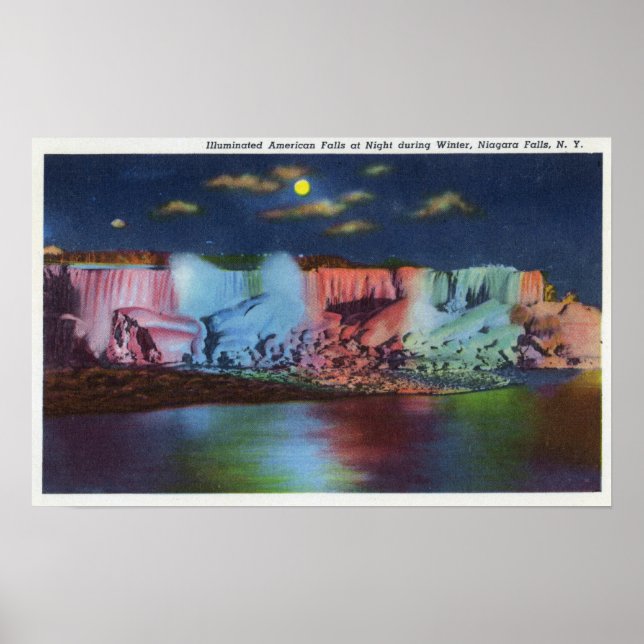 Luna Island Night View of New Rainbow Bridge Poster (Framsidan)