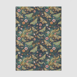 Luna Moth and Moon, Celestial Floral Repeat