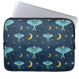 Luna Moth Celestial Måne & Stars Navy Laptop Fodral