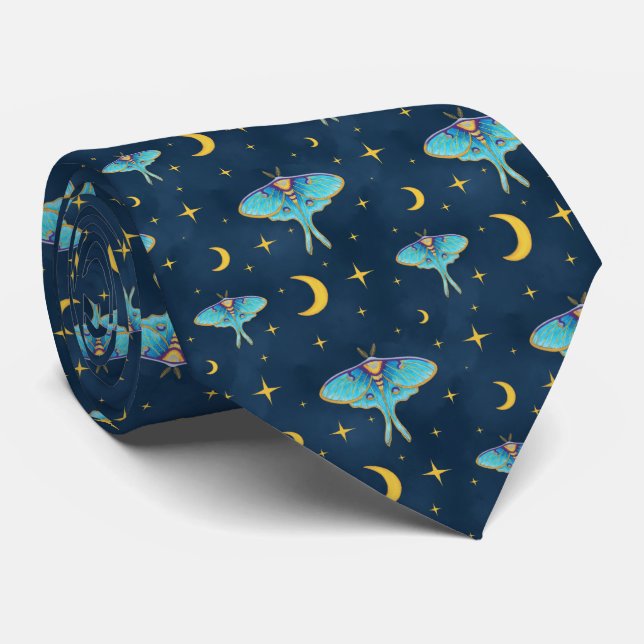Luna Moth Celestial Måne & Stars Navy Slips (Rullad)
