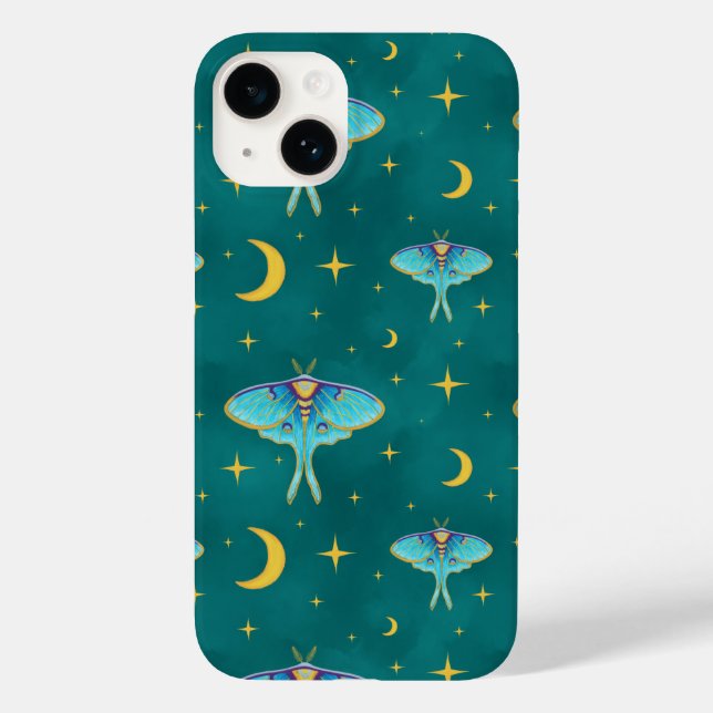 Luna Moth Celestial Måne & Stars Teal (Baksida)