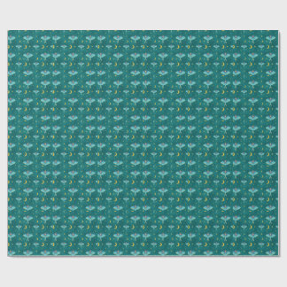Luna Moth Celestial Måne & Stars Teal Presentpapper