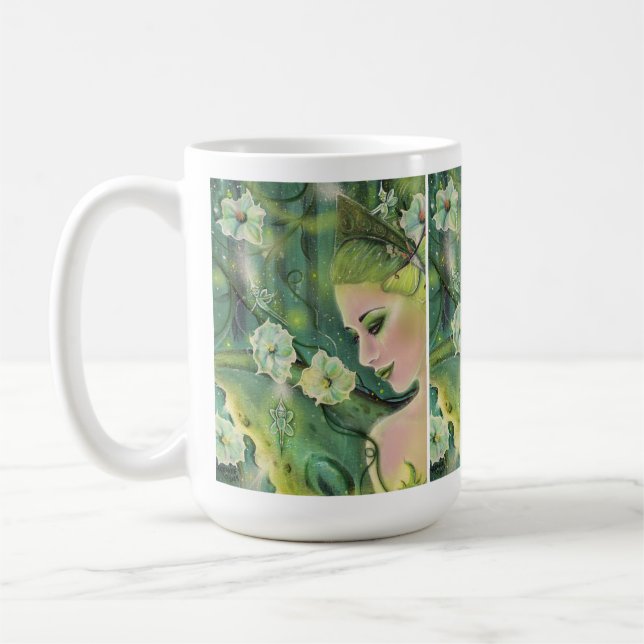 Luna moth fairy art av Renee Lavoie Kaffemugg (Vänster)