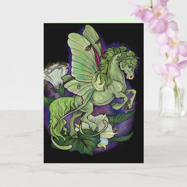 Luna Moth Fairy Horse Card Kort (Orkide)