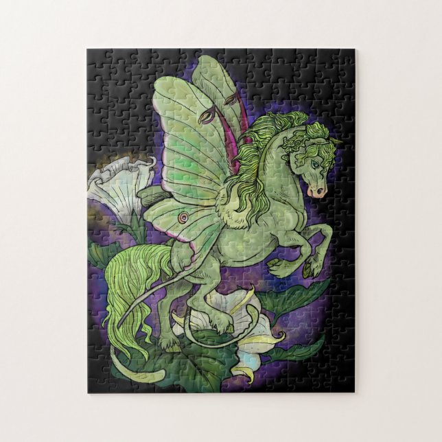 Luna Moth Fairy Horse Jigszle Puzzle Pussel (Vertikal)