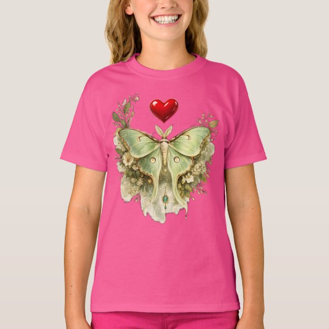 Luna Moth Fjäril Blommig T-Shirt | Vintage Botan (Framsida)