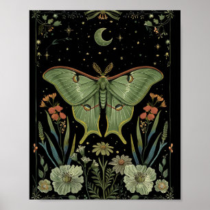 luna Moth Gothic Watercolor Art Poster