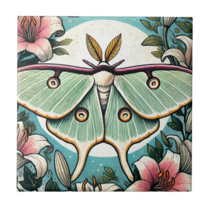 Luna Moth illustration lilies luna moths Kakelplatta