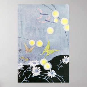 Luna Moth Lit av Glowing Fireflies Poster