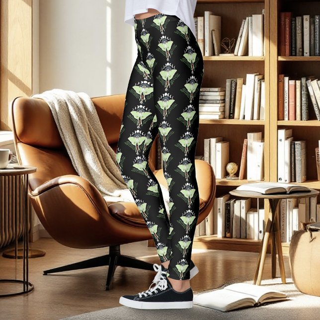 Luna Moth Måne Phases Black Leggings (Skapare uppladdad)
