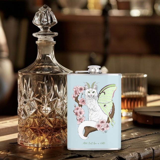 Luna Moth Måne White Cat Grönt Fickplunta (Skapare uppladdad)