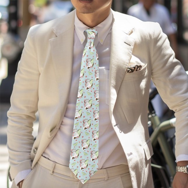 Luna Moth Måne White Cat Grönt Slips (Skapare uppladdad)