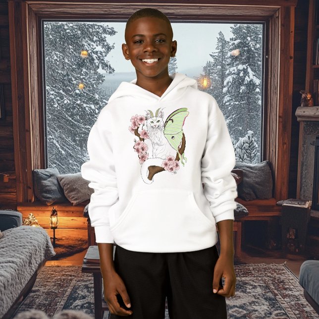 Luna Moth Måne White Cat Grönt T Shirt (Skapare uppladdad)