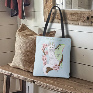 Luna Moth Måne White Cat Grönt Tygkasse