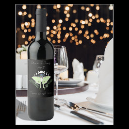 Luna Moth Månefaser Vinflaska Etikett