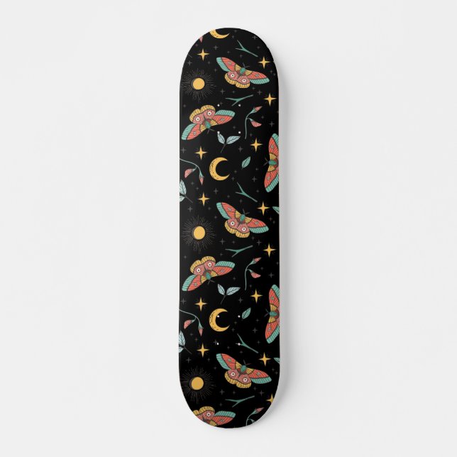 Luna Moth Mönster Mini Skateboard Bräda 18,5 Cm (Framsida)