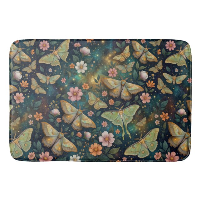 Luna Moth & Moon Phases, Starry Night Flowers Badrumsmatta (Framsidan)