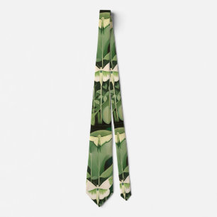 Luna Moth och Blommor - Grönt och Cream Slips