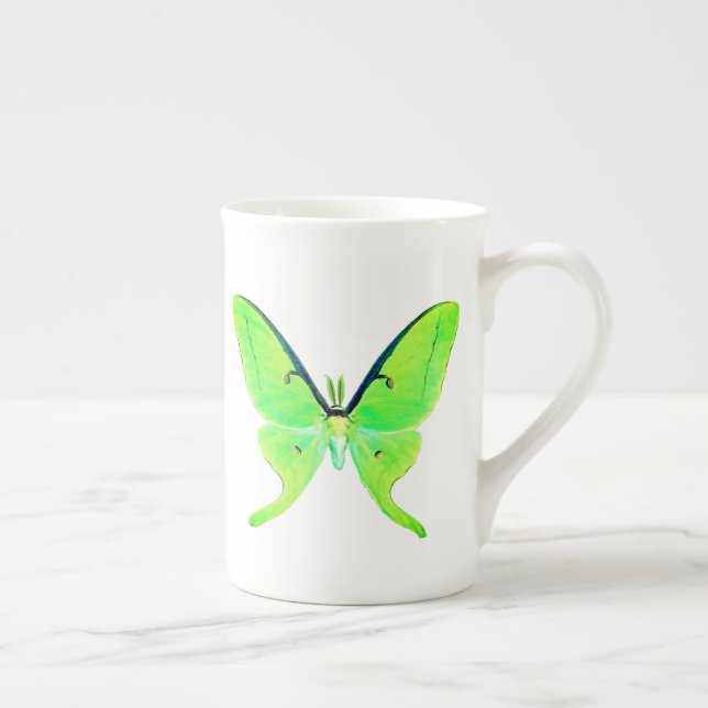 Luna Moth Pastel Lime Green Bone China Mugg Benporslin Mugg (Höger)