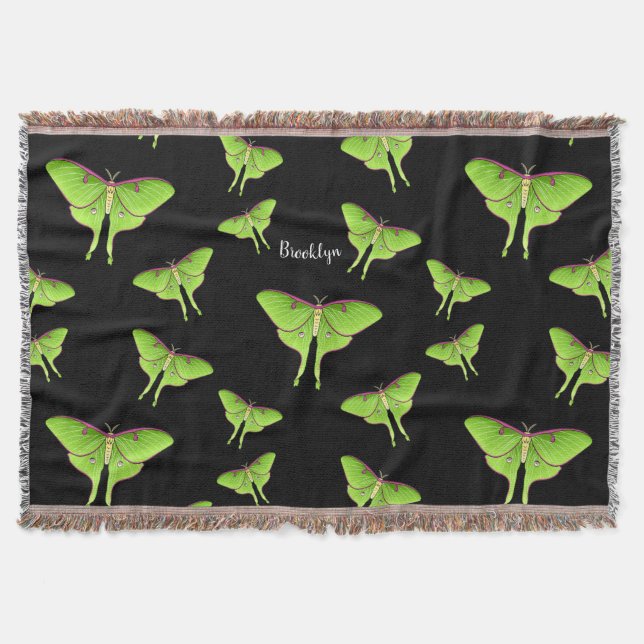 Luna Moth tecknad illustration Filt (Framsidan)