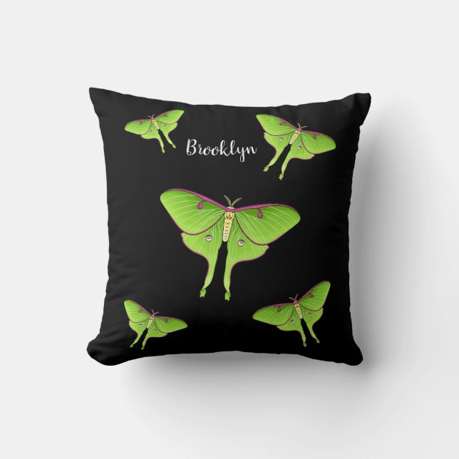 Luna Moth tecknad illustration Kudde (Framsida)