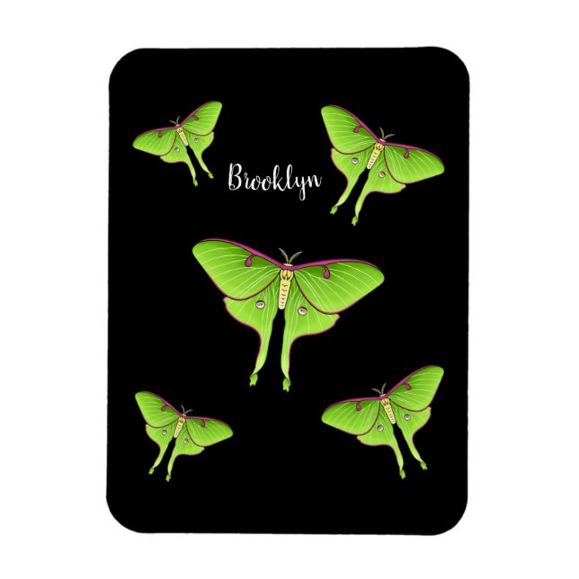 Luna Moth tecknad illustration Magnet (Vertikal)