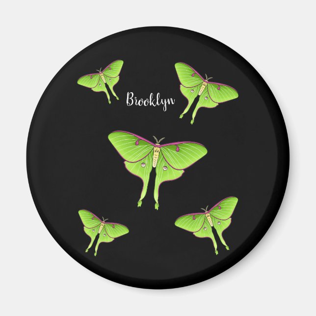 Luna Moth tecknad illustration Magnet (Framsidan)