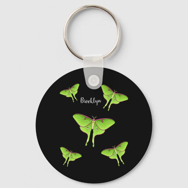 Luna Moth tecknad illustration Nyckelring (Framsida)