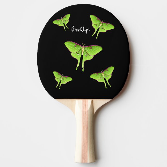 Luna Moth tecknad illustration Pingisracket (Framsidan)
