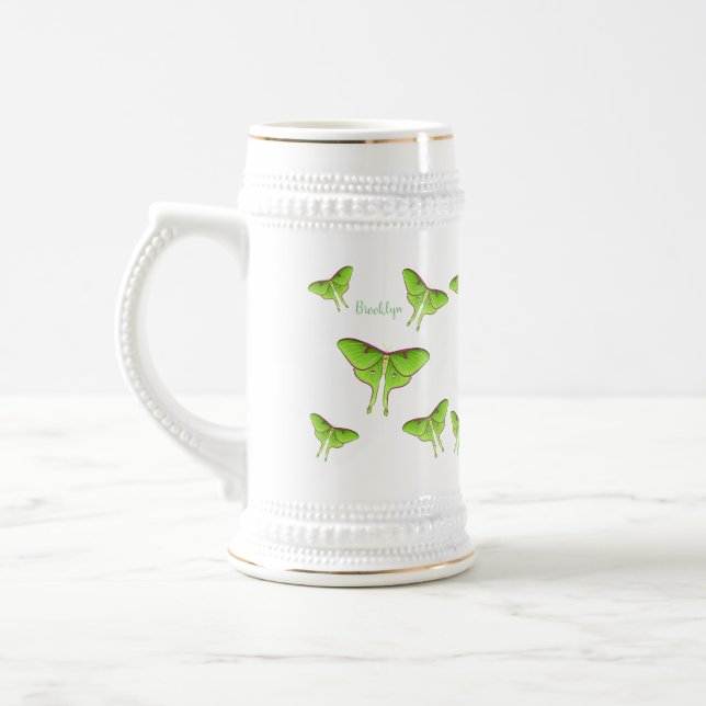 Luna Moth tecknad illustration Sejdel (Vänster)