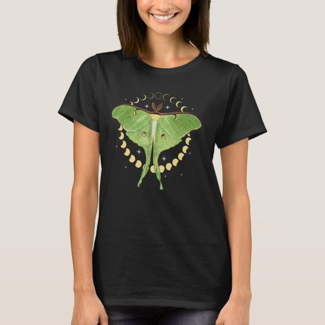 Luna Moth Therian Grunge Fairycore Aesthetic Cotta T Shirt (Framsida)