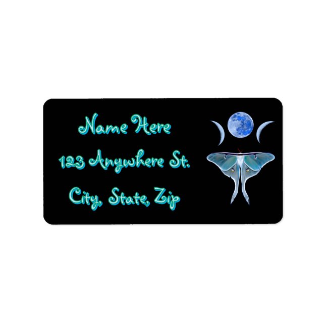 Luna Moth Triple Måne Adressetikett (Framsidan)