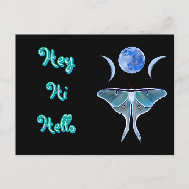 Luna Moth Triple Måne Hej, Hej Vykort (Framsida)