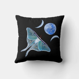 Luna Moth Triple Måne på Black Kudde