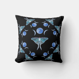 Luna Moth Triple Måne på Black Kudde